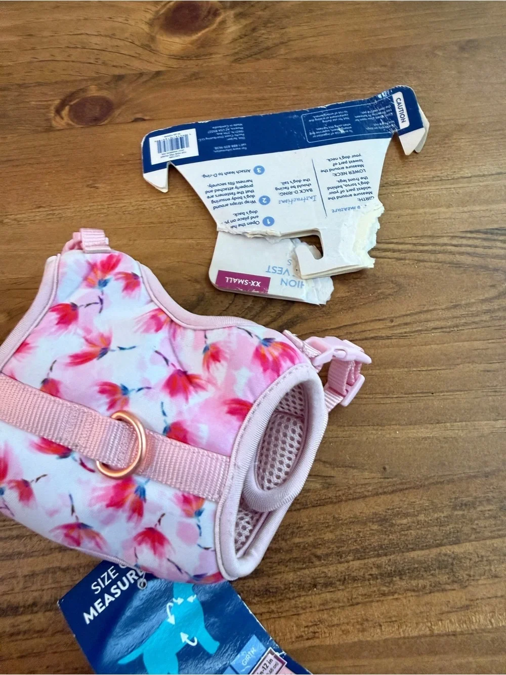 Top Paw Pink Floral Pet Harness with Rose Gold Ring